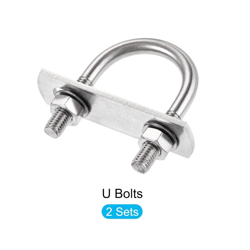 METALLIXITY U Bolts 2 Sets (M8x35x60mm), Round U Bolt 304 Stainless Steel with Accessories - for Construction, Pipe - Image 5